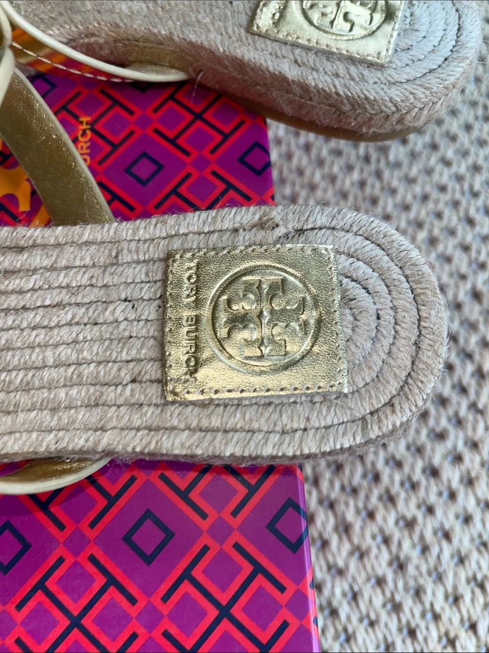 Tory Burch Miller Espadrille sandals, mirror gold metallic